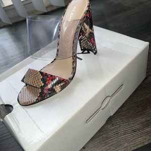 Aldo multicolor snake print high heel mule